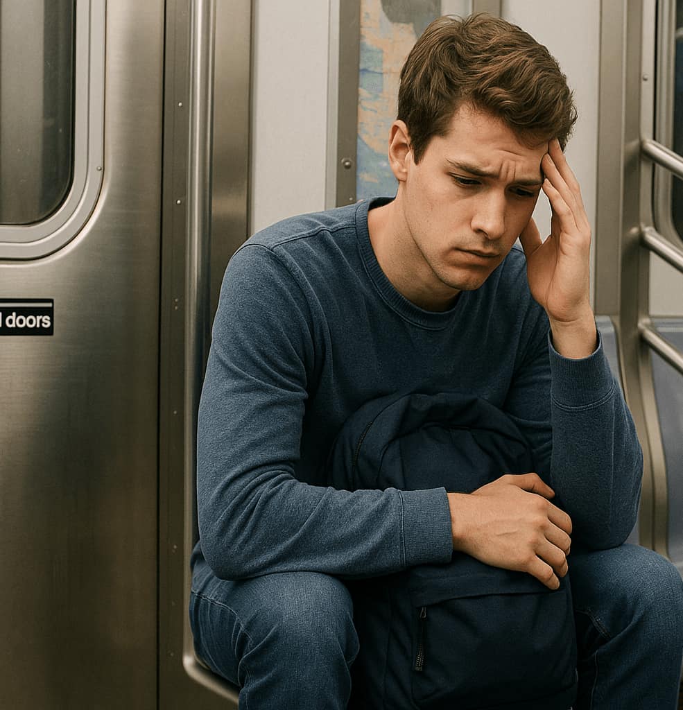 Student in NYC Subway Experiencing Anxiety